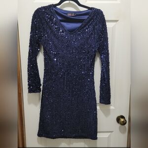 Navy Blue Sequin Dress